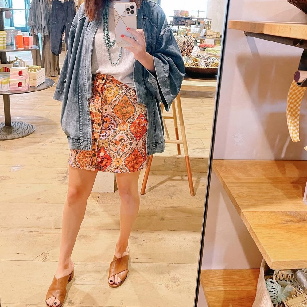 Farm Rio button high waist mini skirt